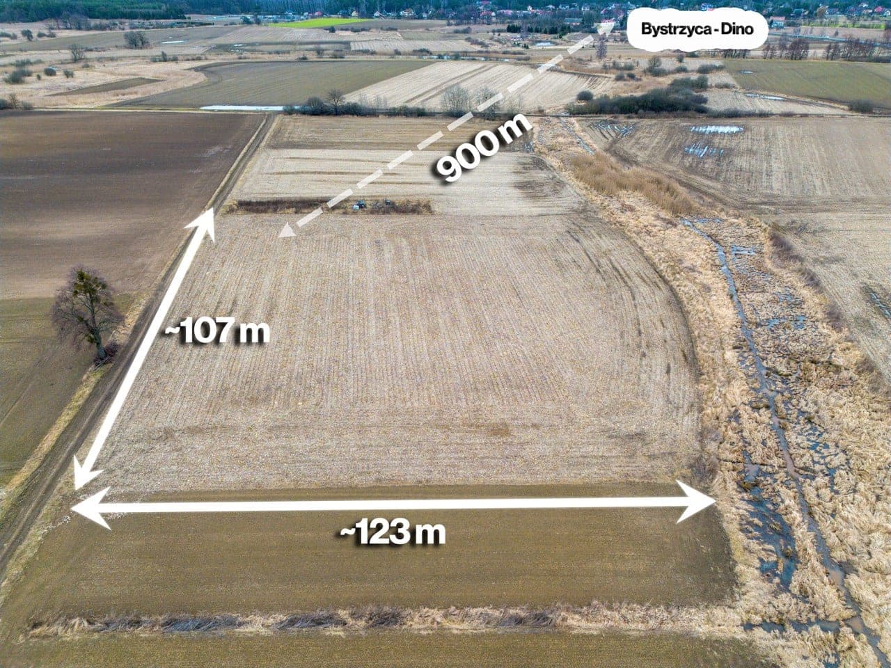 Działka rolna 11 618 m² — Bystrzyca (Janików), gm. Oława